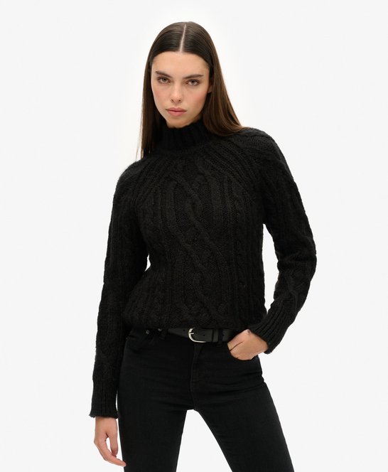 High Neck Cable Knit Jumper